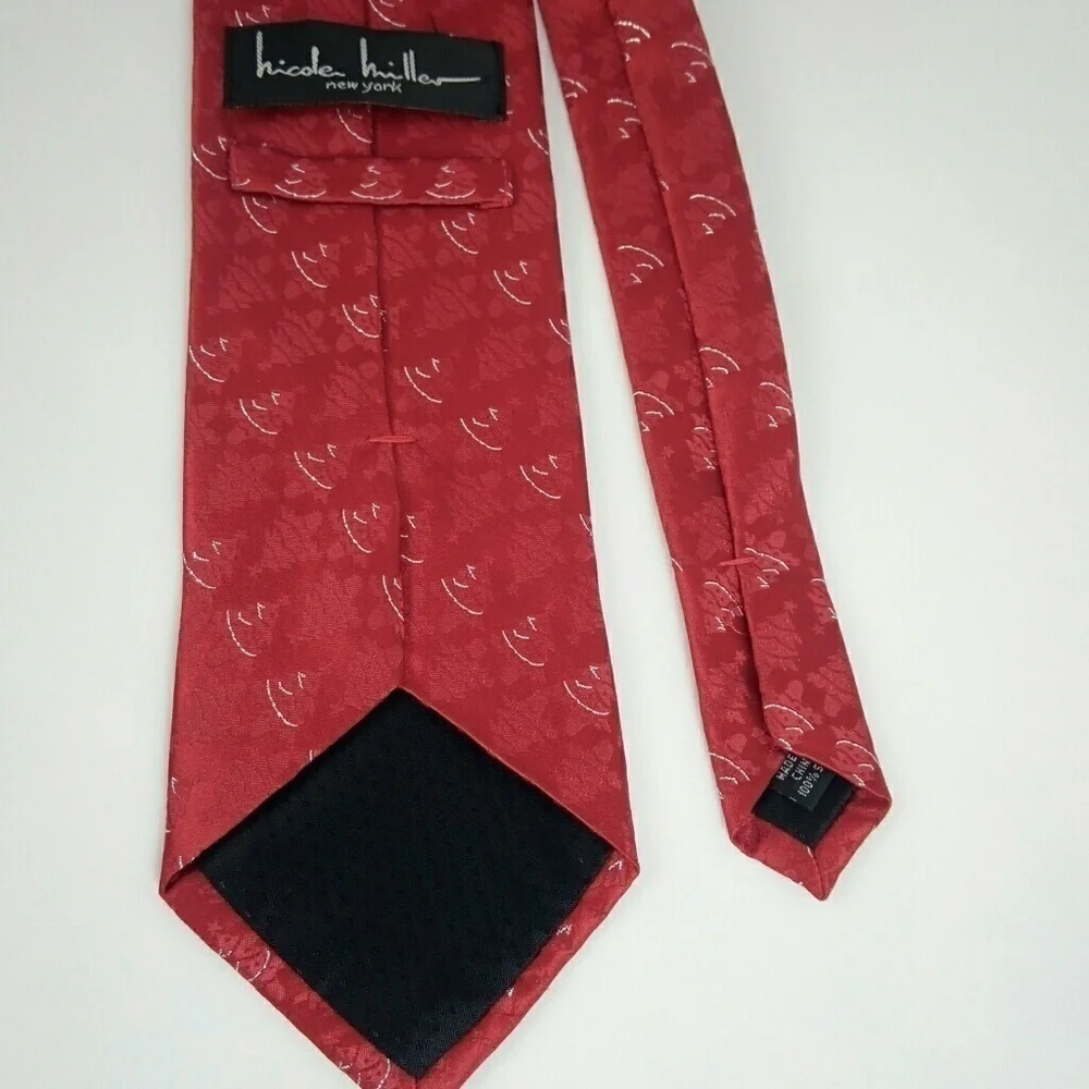 Nicole Miller Red Christmas Tree Silk Tie